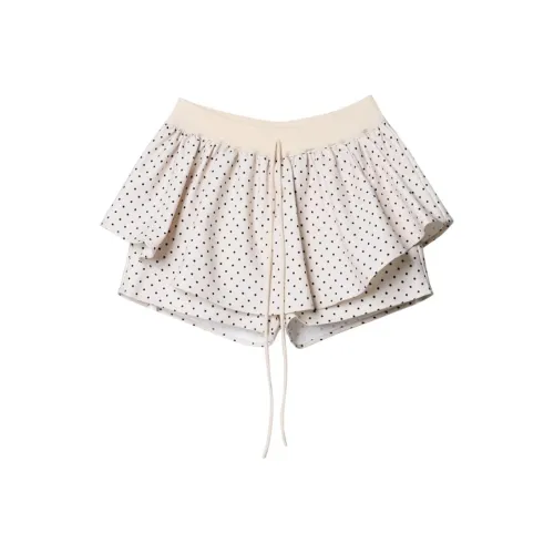 ZAVK Casual Short Skirts Women's Spotted Warm White