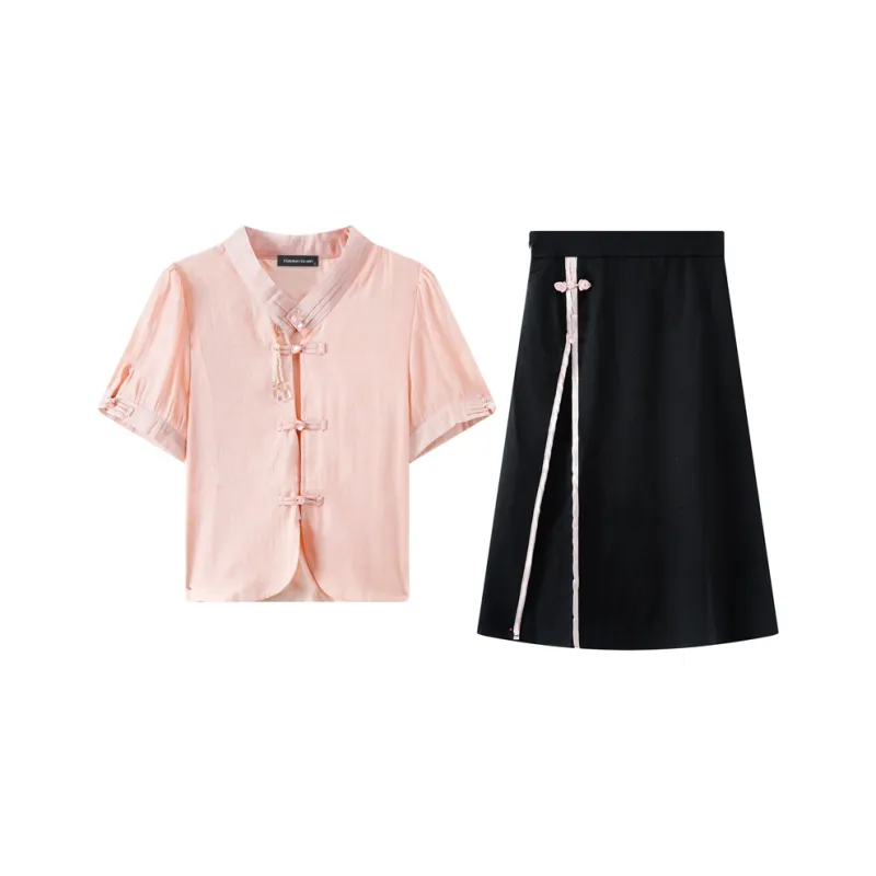 EIDOLON GRAIN Skirt Set Women's Pink+Black-0