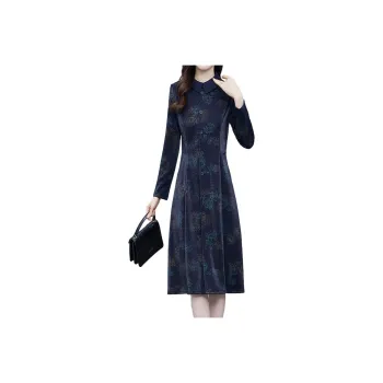Mapping Long Sleeved Dresses Women's Blue