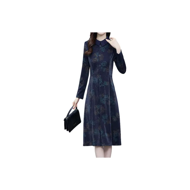 Mapping Long Sleeved Dresses Women's Blue-0