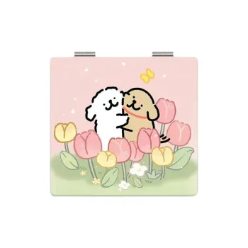 LIANXIANGKE Puppy Mini Portable Double Sided Foldable Mirror For Students, Travel, And Makeup Use