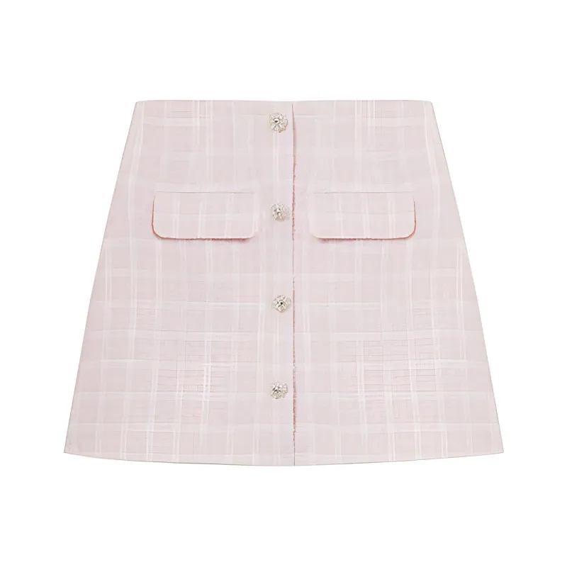 Self portrait Checked Tweed Mini Skirt-0