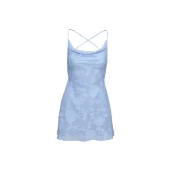 PRINCESS POLLY CELENA MINI DRESS LIGHT BLUE BURNOUT Slip Dresses Women's Light Blue Burnout/Light Blue Enamel
