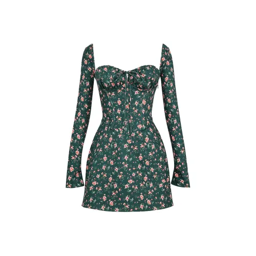 HOUSE OF CB Long-Sleeved Dresses Women's Green Print