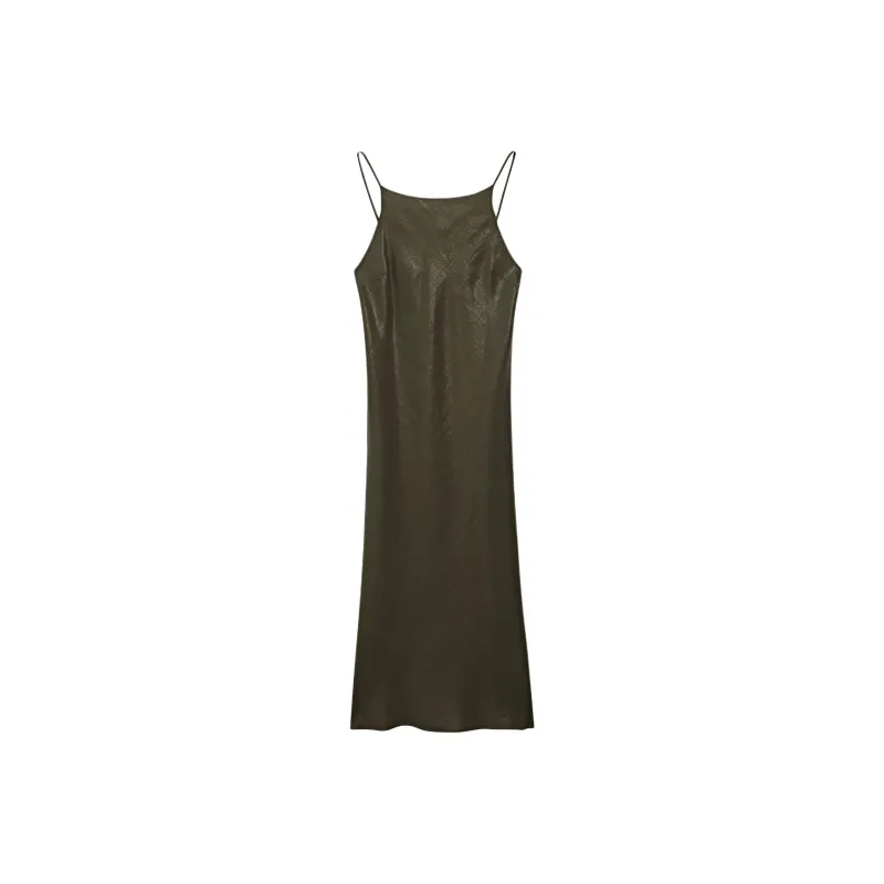 Massimo Dutti Slip Dress Women's Green-0