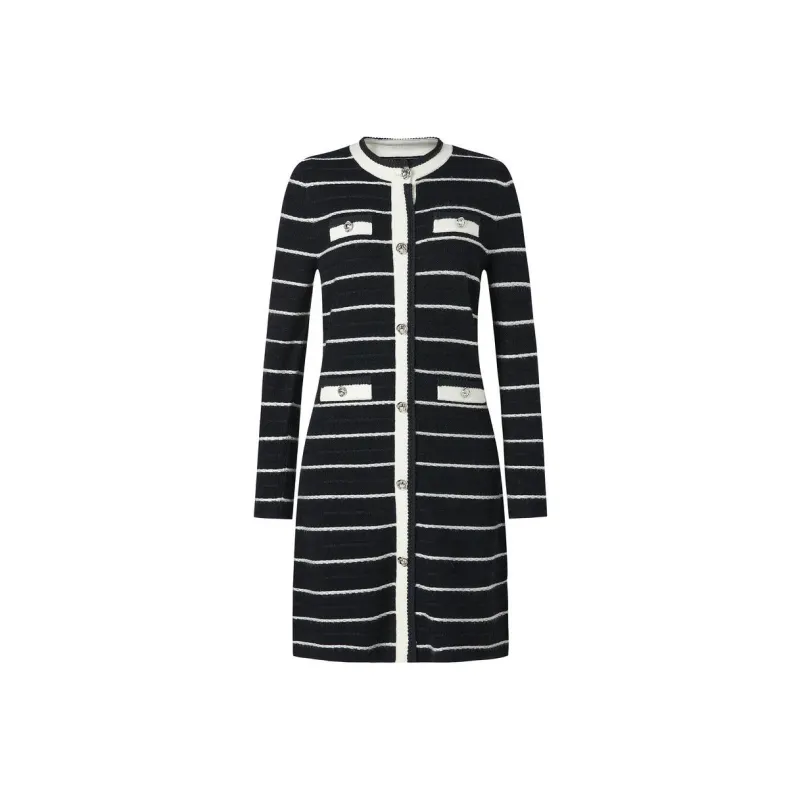 JZ. ANNAKRO Long Sleeved Dress Women's Plain Black-0