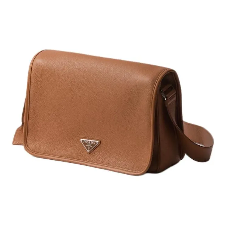 PRADA Leather Shoulder Bag Women's Brown-1