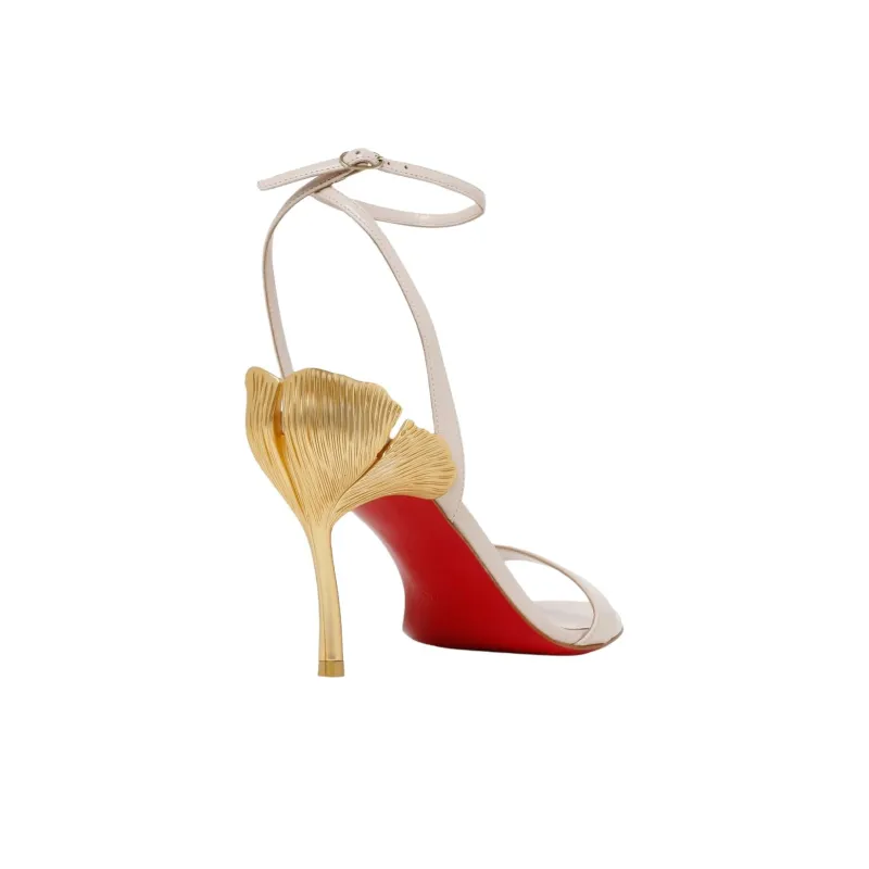 CL LUBOTING Ginko Girl One Strap Sandals 8.5cm Women's Beige-4