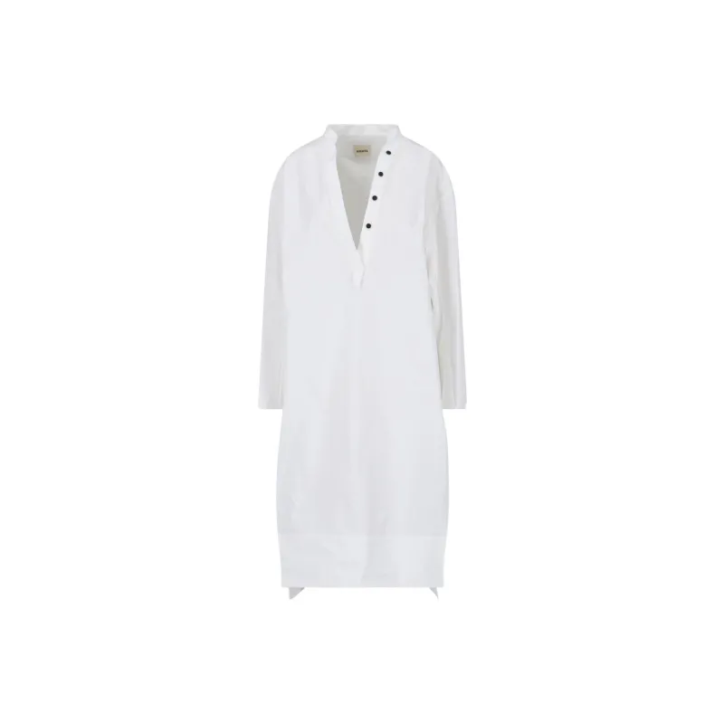 KHAITE Brom Shift Long Sleeved Midi Dress-0