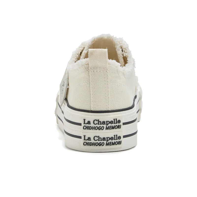 La Chapelle Abrasion Resistant Low Top Canvas Shoes Women's Beige Black-4