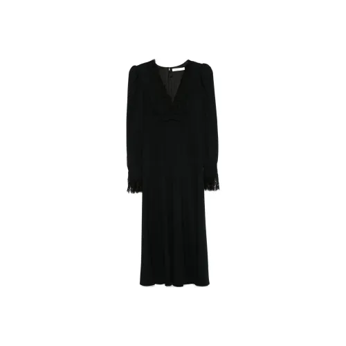 Alessandra Rich Long Sleeved V Neck Dress