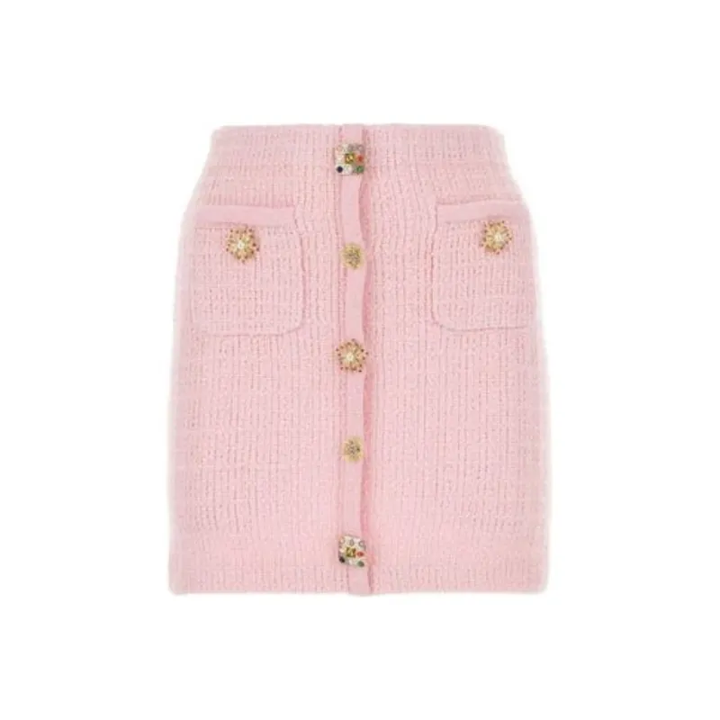 Self portrait Casual Short Skirts Women's Pink-0