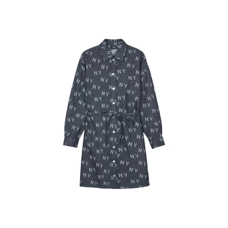 MLB SS24 New York Yankees Long Sleeved Dresses Women's Navy Blue-0