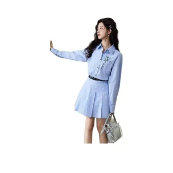 MISHOW Long Sleeved Dresses Women's Blue Stripes
