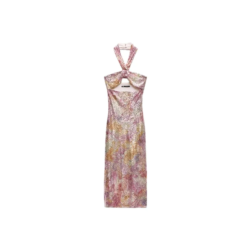 ZARA Sleeveless Dress Women's Pink-0