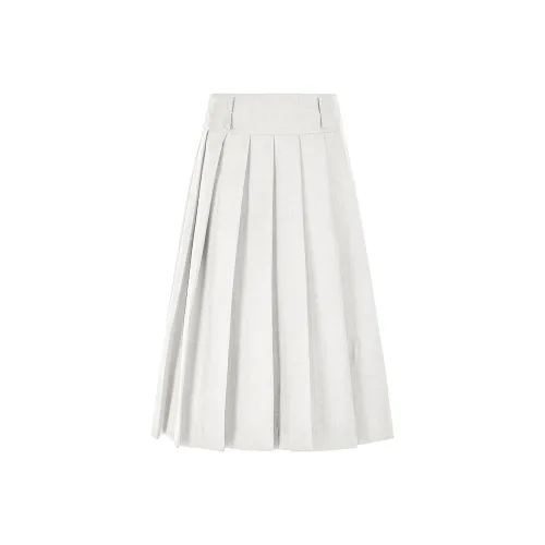 Three Quarters Casual Long Skirts Women's White