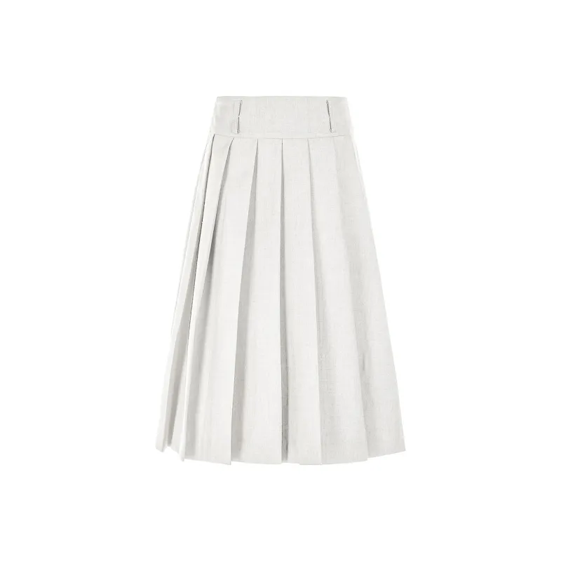 Three Quarters Casual Long Skirts Women's White-0