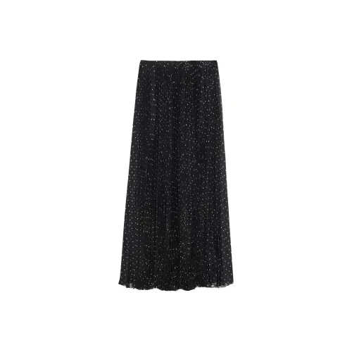 SAINT LAURENT Polka Dot Printed Pleated Skirt