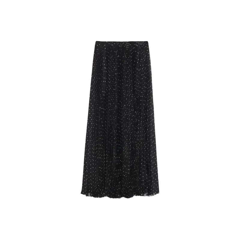 SAINT LAURENT Polka Dot Printed Pleated Skirt-0