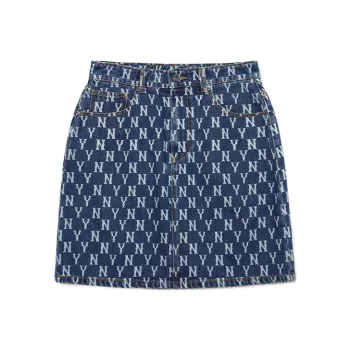 MLB Base Logo Denim Short Skirts Women's Dark Blue