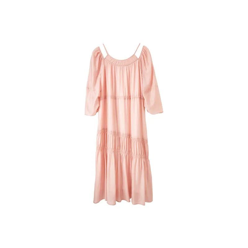 SENTUBILA Long Sleeved Dress Women's Peach Pink-0