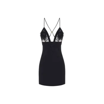 Elisabetta Franchi Floral appliqué Lace detail Mini Dress