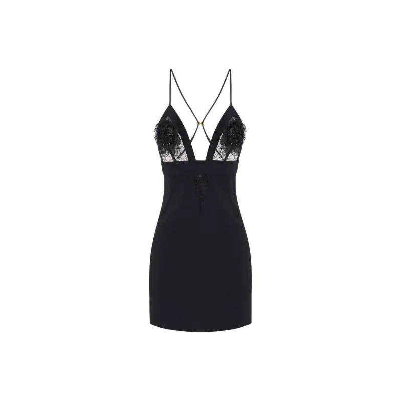 Elisabetta Franchi Floral appliqué Lace detail Mini Dress-0