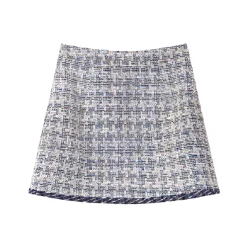 EICHITOO Casual Short Skirts Women's Blue Gray Pattern