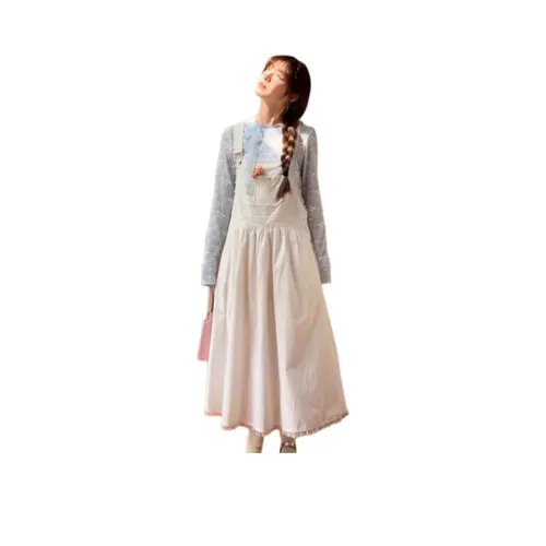 HUOLIDEDITU Sleeveless Dress Women's White