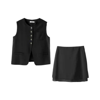 Fstudio Vest Skirt Fashion Set Women's Black