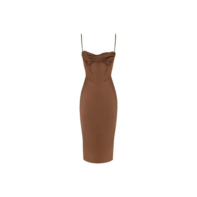 HOUSE OF CB Myrna Slip Dresses Women's CHOCOLATE/Chocolate-6