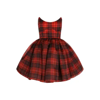 Selkie Collection FW24 Sleeveless Dress Women's ROYAL TARTAN Red Background Classic Square Print