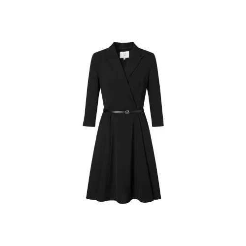 JZ. ANNAKRO Long Sleeved Dresses Women's Plain Black