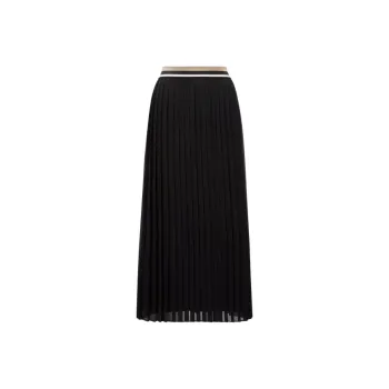 Moncler Pleated Maxi Skirt Casual Long Skirt Women's Black