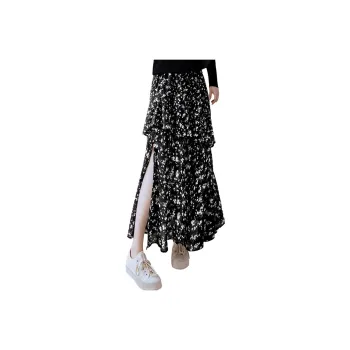 Cypress House Casual Long Skirt Women's Black With Pink Floral