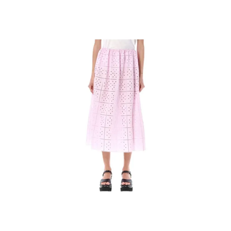 GANNI Broderie anglaise Straight Skirt-0