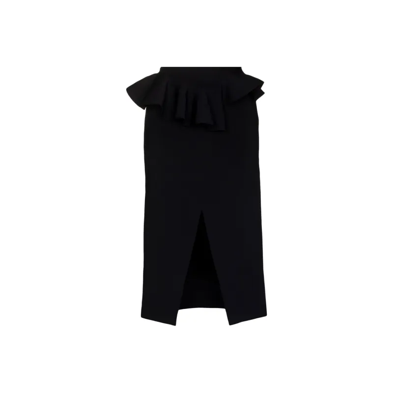 Alexander McQueen Ruffle Detailed Slit Midi Skirt-0