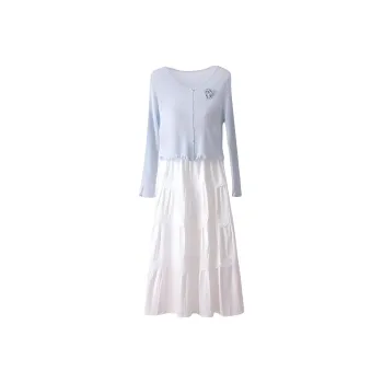 DOKZB Slip Dress Women's Blue Top+White Skirt