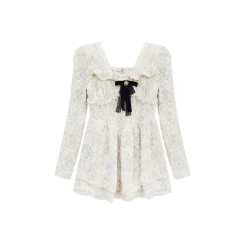 TASTILY Long Sleeved Dresses Women's White