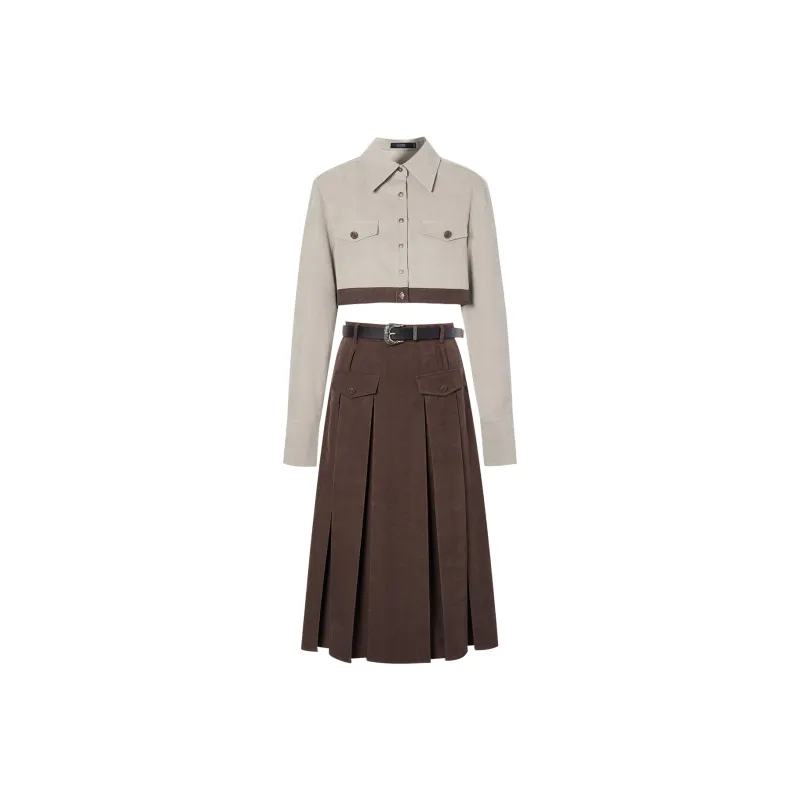 I'M ONE Skirt Set Women's Beige Coffee Multicolor-0