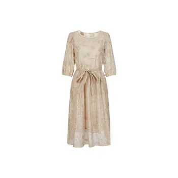 JZ. ANNAKRO Long Sleeved Dress Women's Pattern Khaki