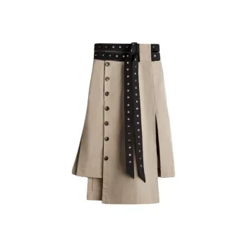 H&M Belted Twill Skirt Greige/Black