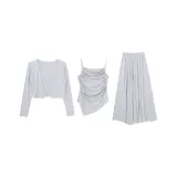 Gray Set (Cardigan+Camisole+Pants)
