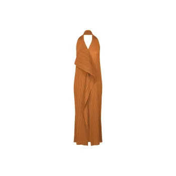 PLEATS PLEASE ISSEY MIYAKE FW24 Sleeveless Dress Women's Brown
