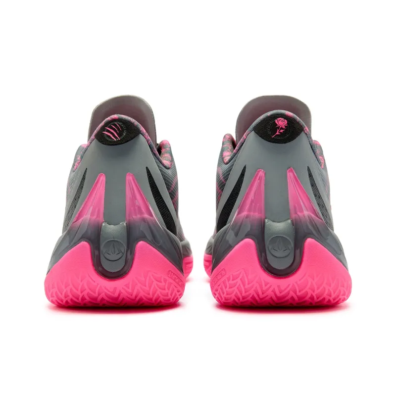QIAODAN Poisonous Fangs 3.5 Basketball Shoes Men Low Top Coal Gray Neon Pink-4