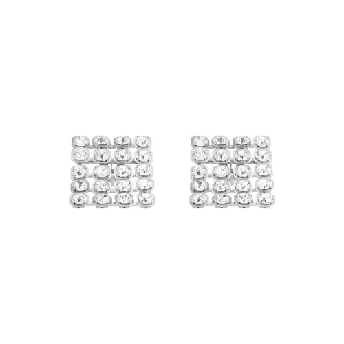 Balenciaga Silver Plated, Brass, Glass, Stainless Steel, Rhinestone Earrings Women's Silver