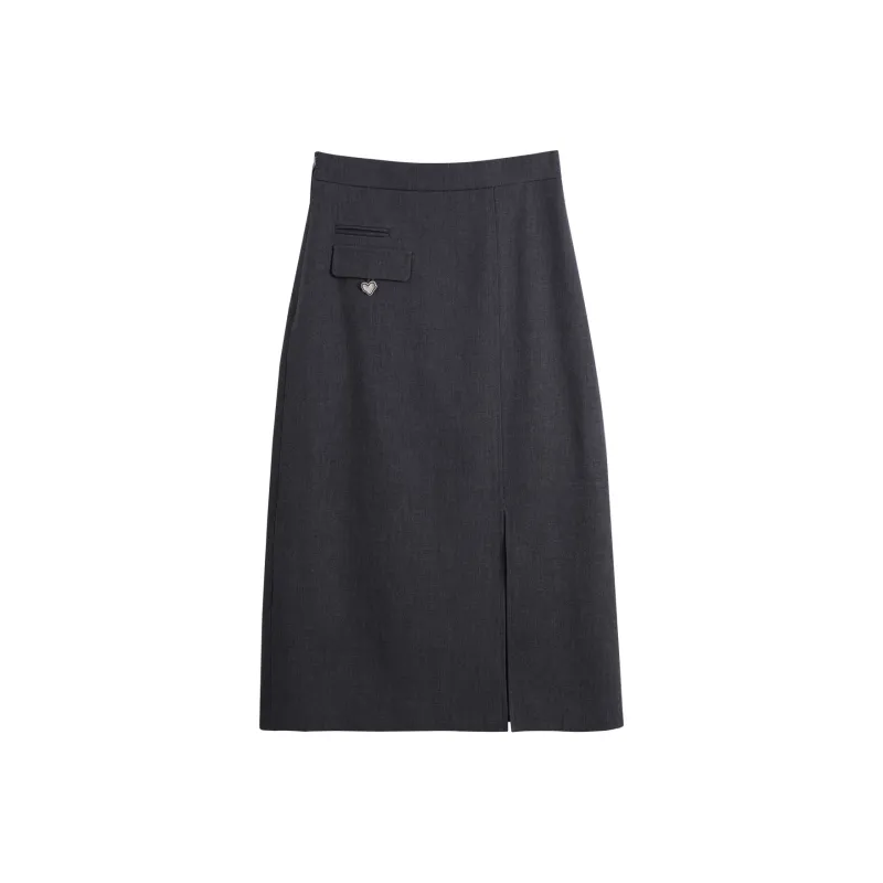 Olrain Casual Long Skirts Women's Premium Gray-0