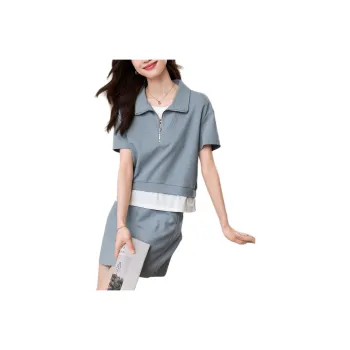 Mo Han Yi Mei Skirt Set Women's Gray Blue & White