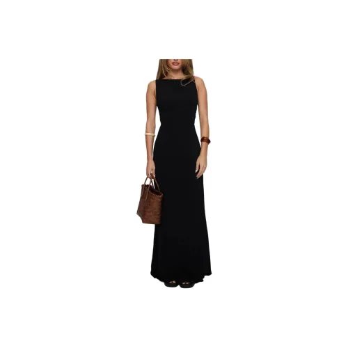 PRINCESS POLLY Ace Of Hearts Backless Maxi Dress Sleeveless Dress Women's BLACK/Black