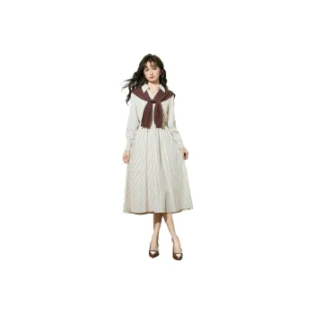 SMEN Long Sleeved Dresses Women's Stripes